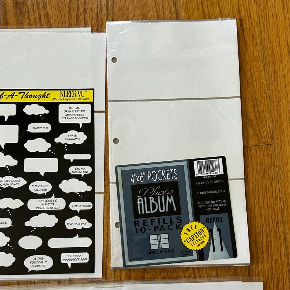 White 4x6 Photo Album Refill Pockets;Total-33 pages-(17 hold 2 photos;16 hold 3)